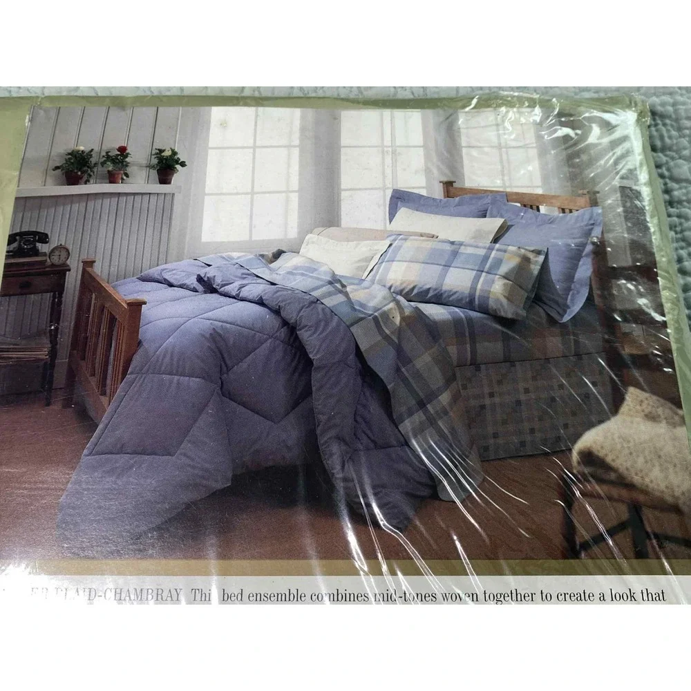 Vintage Wamsutta Supercale Plus plaid Twin X-long Fitted Sheet 39x81